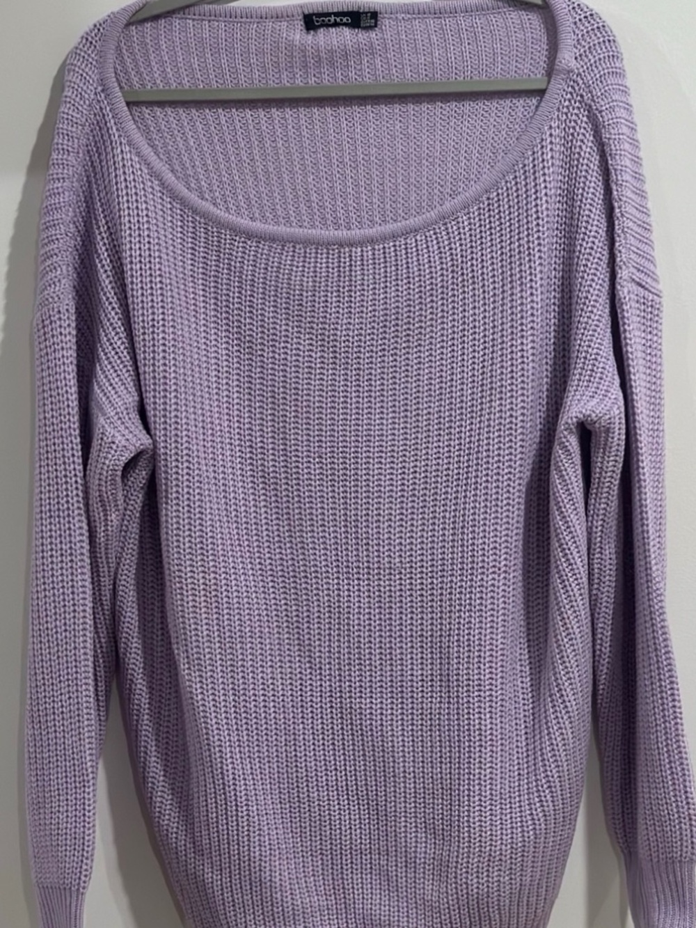 Boohoo Lavender Chunky Knit Sweater US 14 Oversized